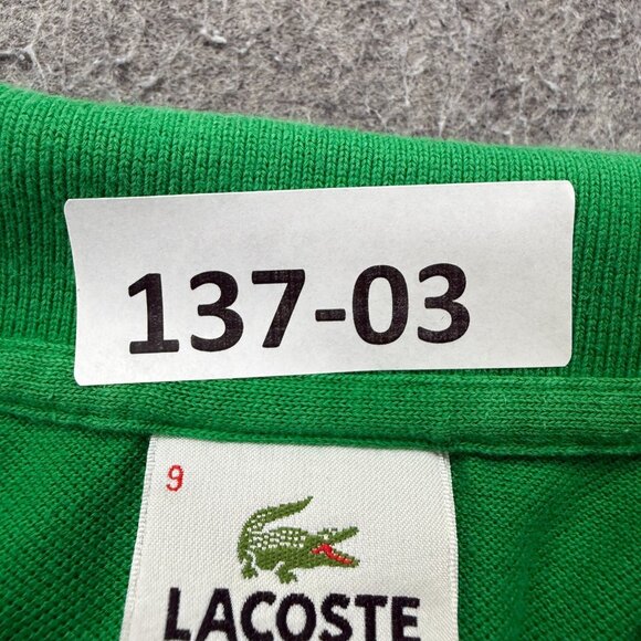 Lacoste Polo Shirt Men 9 Green Solid Classic Fit Cotton Pique Knit 55" x 29" - Picture 12 of 12